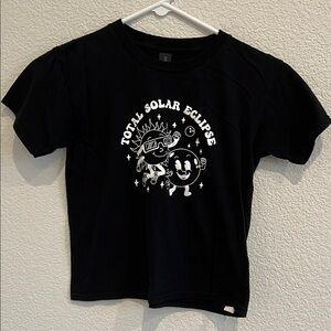 Total solar eclipse tshirt, black, kids small, science, nature, astronomy
